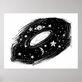 Solar System Celestial Kids Art Drawing Poster