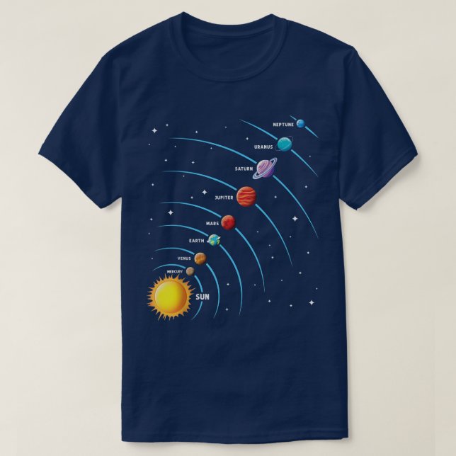 Solar System  Colorful Space Planets Educational K T-Shirt (Design Front)