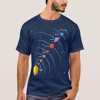 Solar System  Colorful Space Planets Educational K T-Shirt