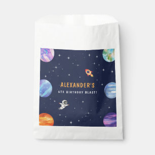 Solar System Galaxy Cute Birthday Party Watercolor Favour Bag
