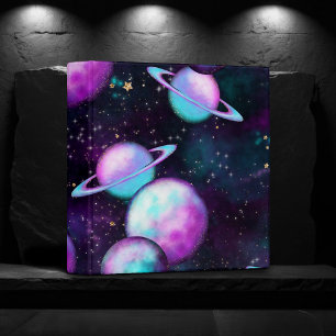 Solar System Glow Cosmic Blue Purple Pink Planet Binder