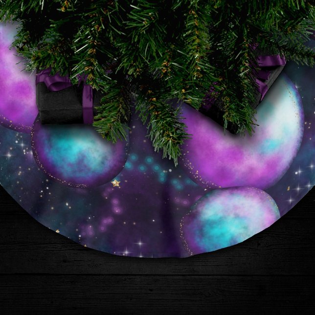 Solar System Glow | Cosmic Blue Purple Pink Planet Brushed Polyester Tree Skirt (Creator Uploaded)