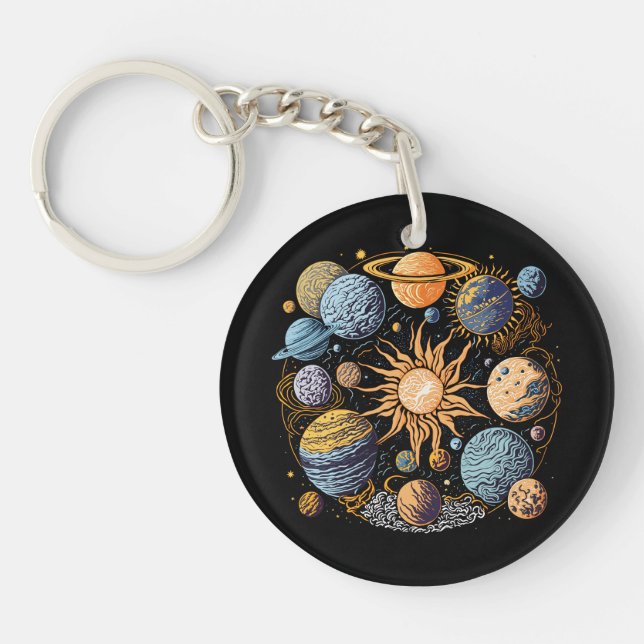 Solar System Graphic Design Keychain (Front)