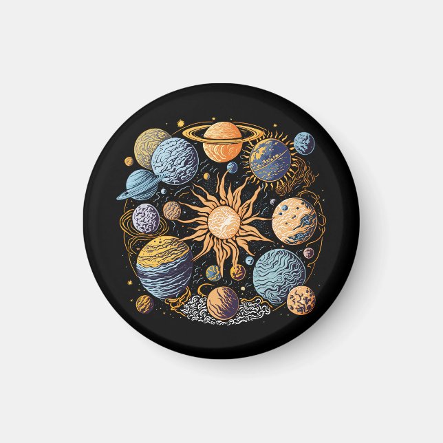 Solar System Graphic Design Magnet (Front)
