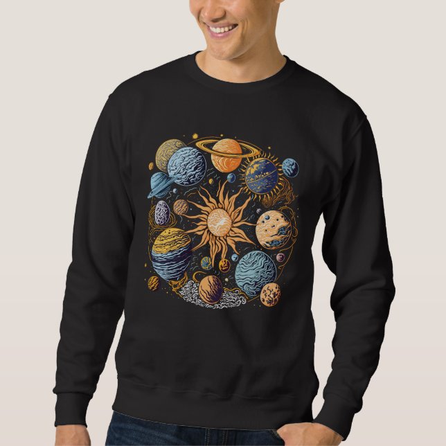 Solar System Graphic Design Sweatshirt (Front)