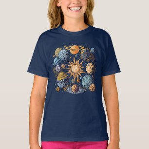 Solar System Graphic Design T-Shirt