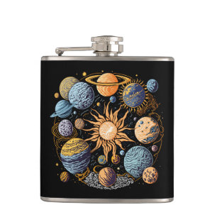 Solar System Graphic Hip Flask
