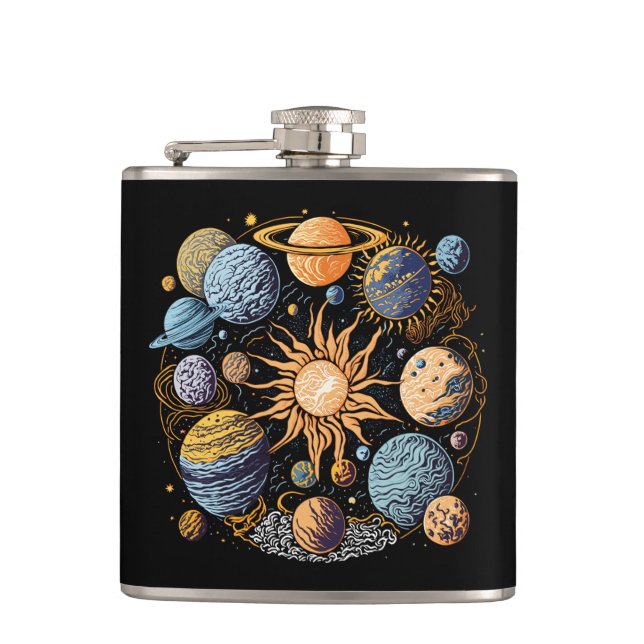 Solar System Graphic Hip Flask (Front)