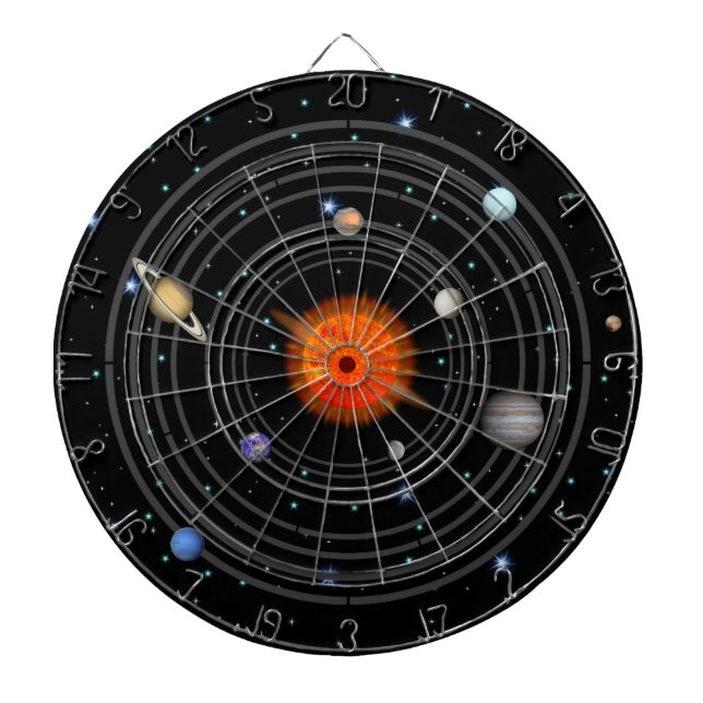 Solar System in Starry Space Dartboard (Front)