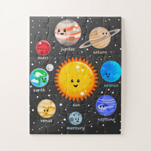 Solar system Kawaii cute planets educational art Jigsaw Puzzle