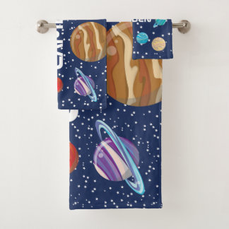 Solar System Kid's Personalized Bath Towel Set