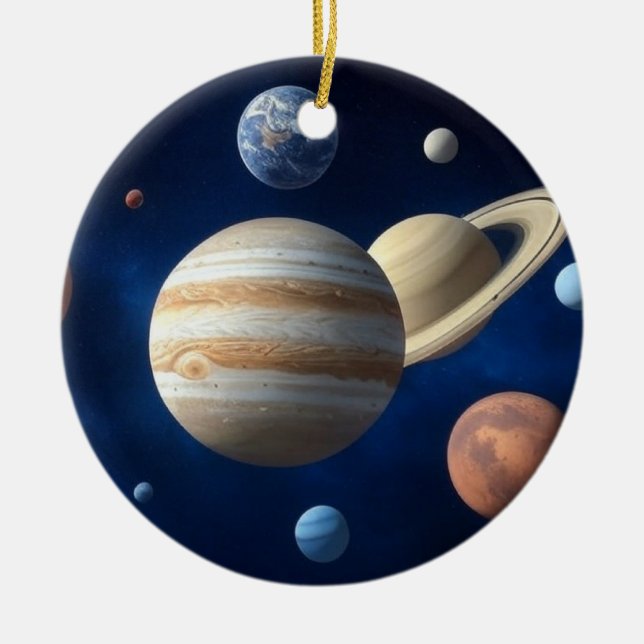 Solar System Montage Ceramic Ornament (Front)
