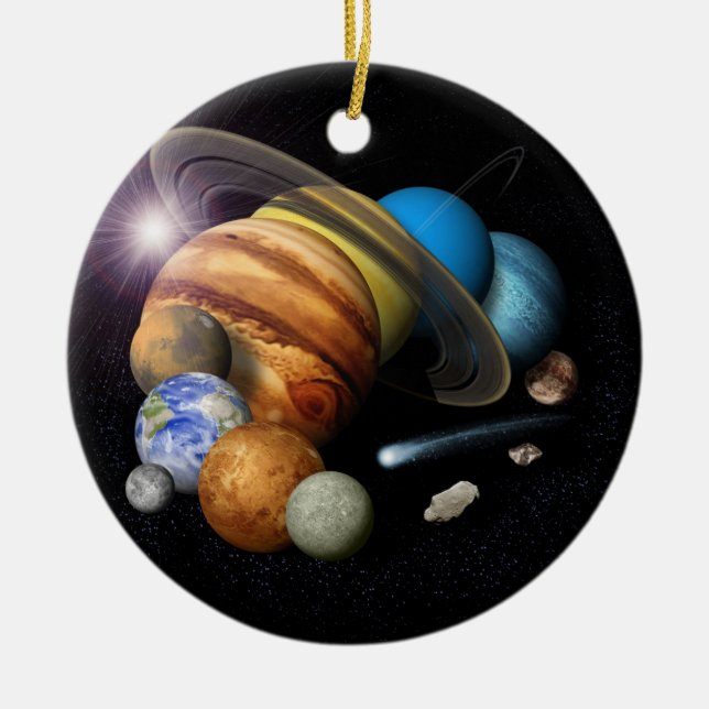 Solar System Montage Ceramic Ornament (Front)