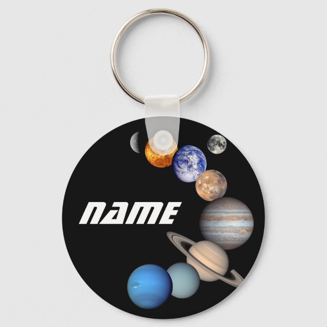 Solar System Montage JPL Photos - Customize Name Keychain (Front)
