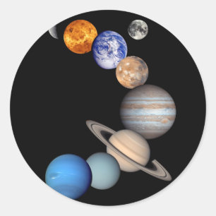 Solar System Montage JPL Planet Photos Classic Round Sticker