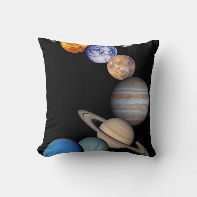 Solar System Montage JPL Planet Photos Throw Pillow (Front)