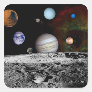 Solar System Montage of Voyager Images Square Sticker