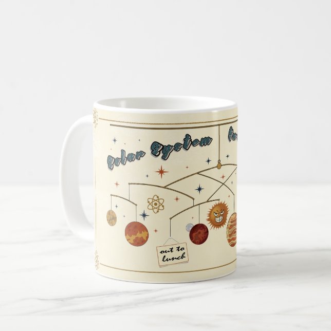 Solar System Out To Lunch Retro Space Design Coffee Mug (Front Left)
