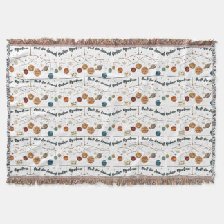 Solar System Out To Lunch Retro Space Pattern Throw Blanket