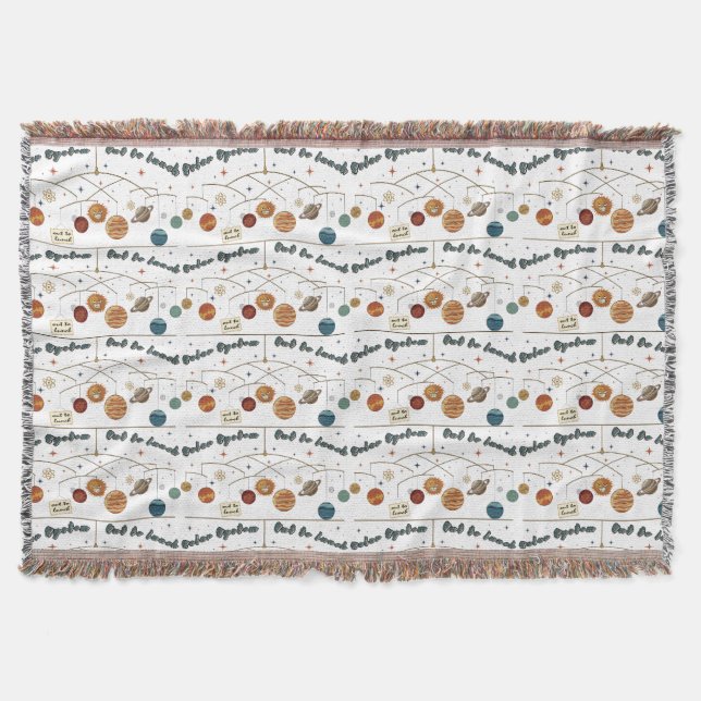 Solar System Out To Lunch Retro Space Pattern Throw Blanket (Front)