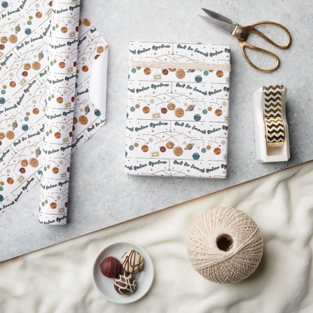 Solar System Out To Lunch Retro Space Pattern Wrapping Paper (Crafts)