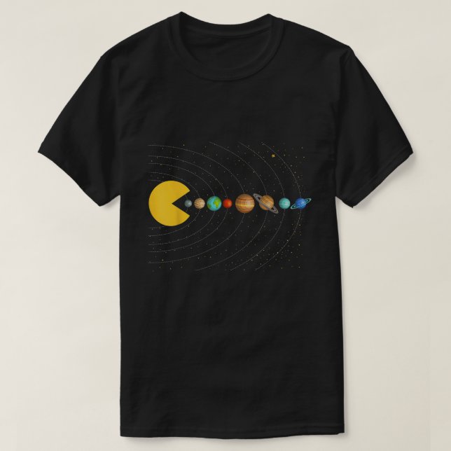 Solar System Pacman | Space Gaming Graphic T-Shirt (Design Front)