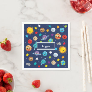 Solar System Pattern for Kids Birthday Napkin