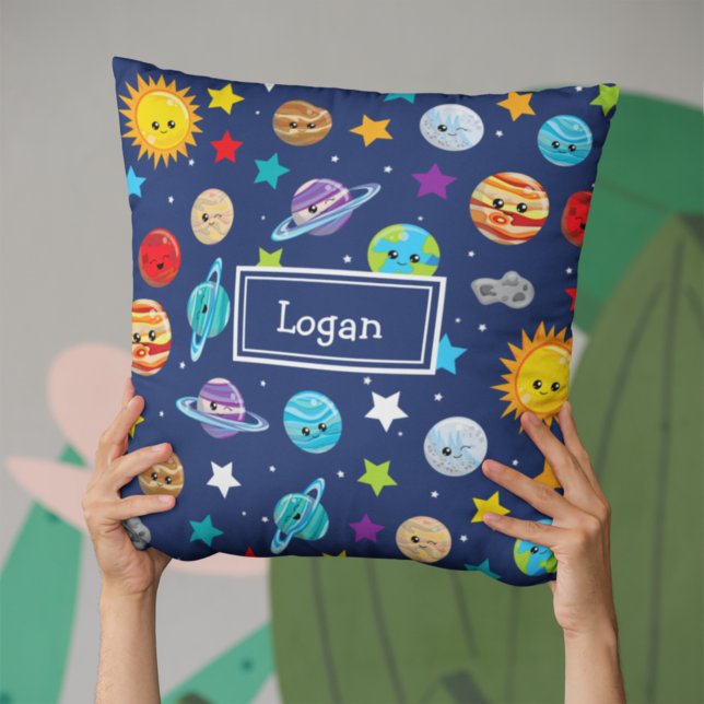 Solar System Pattern for Kids Throw Pillow (Creator Uploaded)