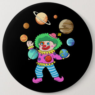 Solar System Planet Clown Juggling Circus for Acro 6 Inch Round Button