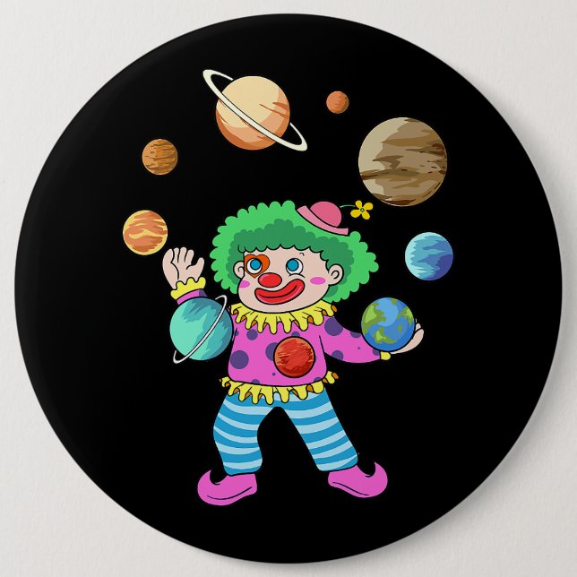 Solar System Planet Clown Juggling Circus for Acro 6 Inch Round Button (Front)