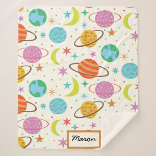 Solar System Planet Outer Space Baby Personalized  Sherpa Blanket