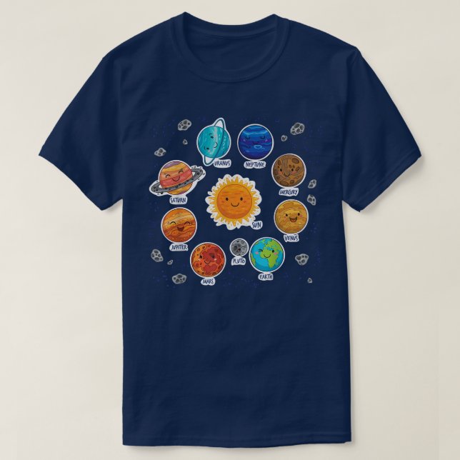 Solar System Planet Sun Space Science Astronaut ST T-Shirt (Design Front)
