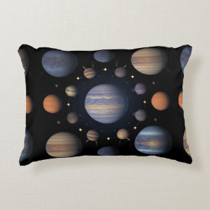 Solar System Planets Arranged in Space Accent Pillow