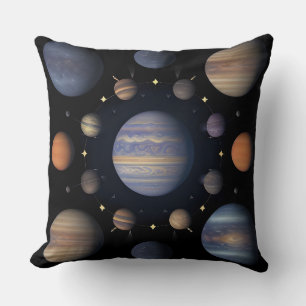 Solar System Planets Arranged in Space Throw Pillow
