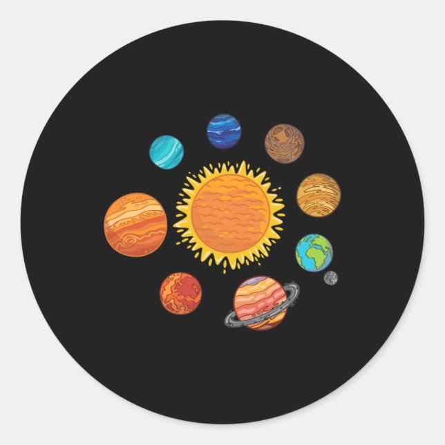 Solar System Planets Astronomy Space Science Girls Classic Round Sticker (Front)