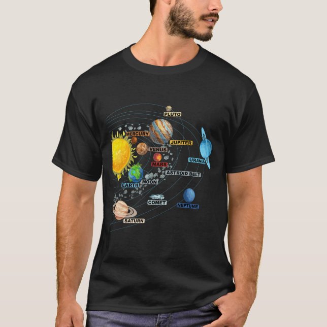 Solar System Planets Astronomy Space Science T-Shirt (Front)