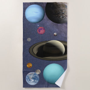 Solar system planets beach towel