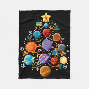 Solar System Planets Christmas Tree Astronomy Xmas Fleece Blanket