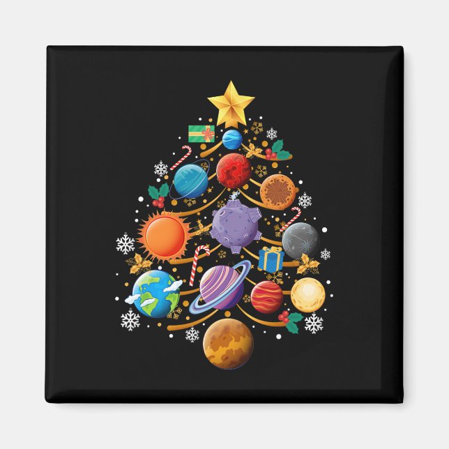 Solar System Planets Christmas Tree Astronomy Xmas Magnet (Front)