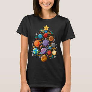 Solar System Planets Christmas Tree Astronomy Xmas T-Shirt