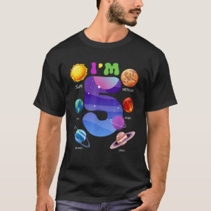 Solar System Planets Cute 5 Years Old 5th Birthday T-Shirt