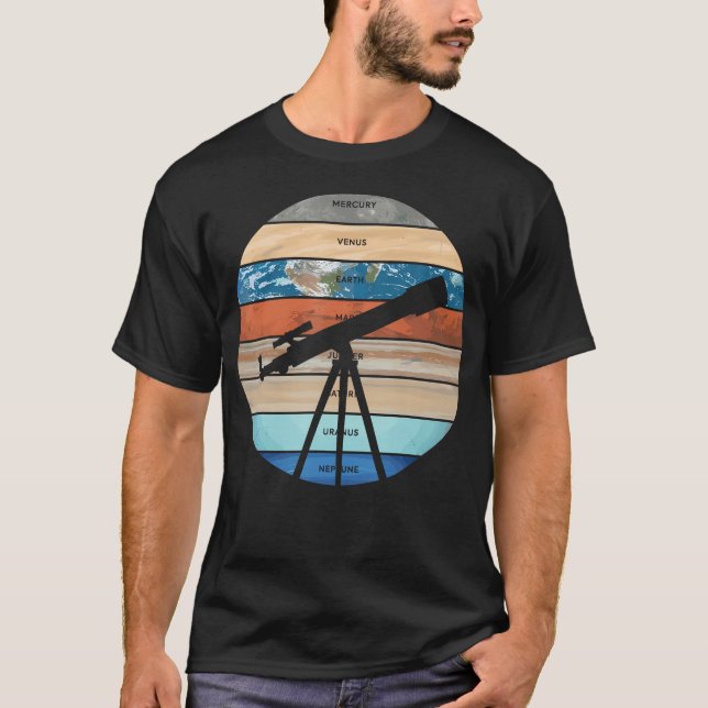 Solar System Planets Galaxy Astronomy Stargazer T-Shirt (Front)