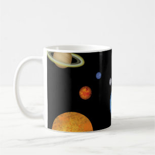 Solar System Planets in Deep Dark Space Coffee Mug