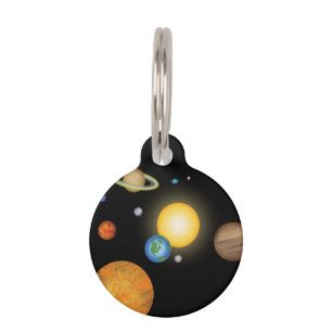Solar System Planets in Deep Dark Space Cosmic Pet Tag