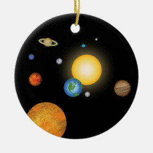 Solar System Planets in Deep Dark Space Custom Ceramic Ornament