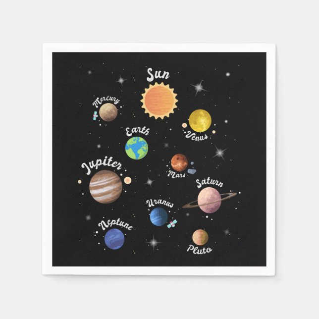 Solar System Planets Kids Knowledge Outer Space Ca Napkin (Front)
