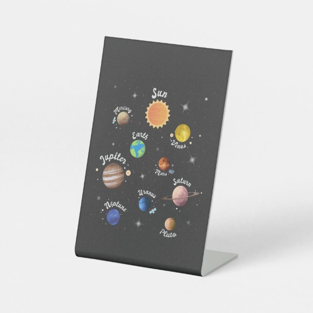 Solar System Planets Kids Knowledge Outer Space Ca Pedestal Sign (Front)
