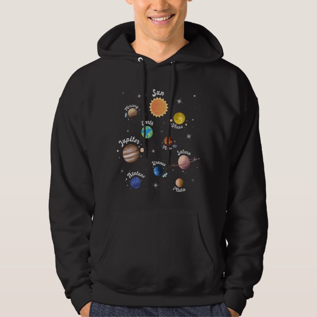 Solar System Planets Kids Knowledge Outer Space Hoodie (Front)
