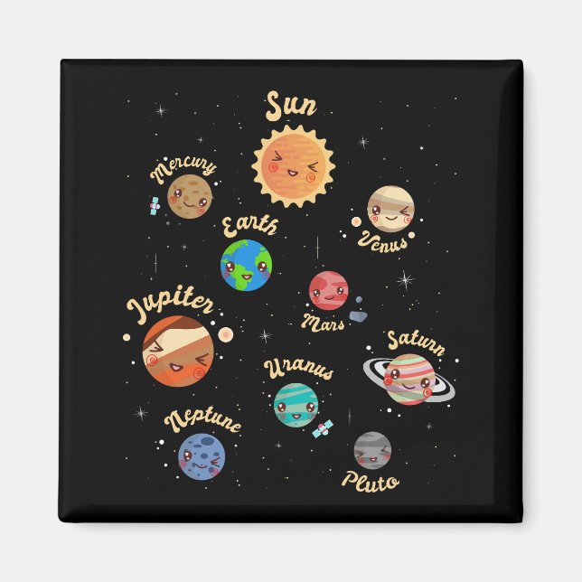 Solar System Planets Kids Knowledge Outer Space Magnet (Front)
