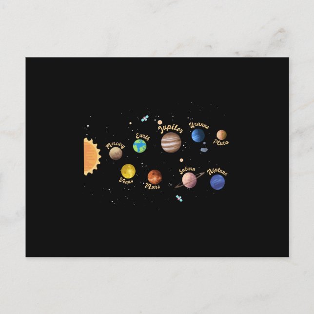 Solar System Planets Kids Knowledge Outer Space Postcard (Front)
